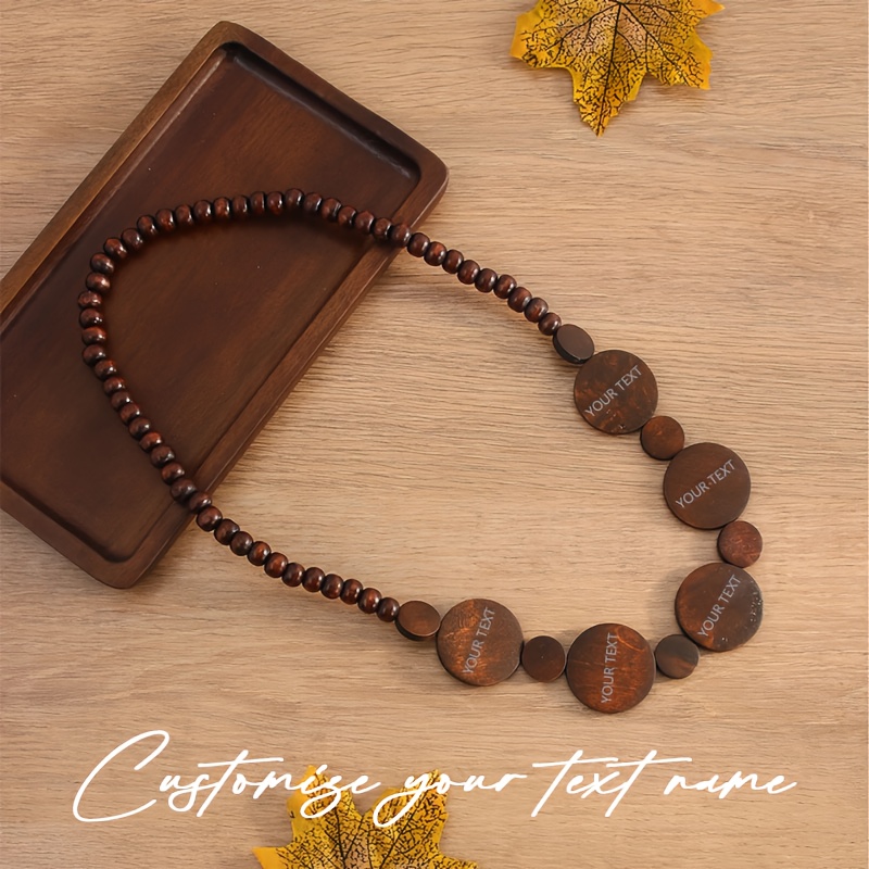 Chinese Ethnic Style Wood Bead Necklace, Vacation Sweater Chain